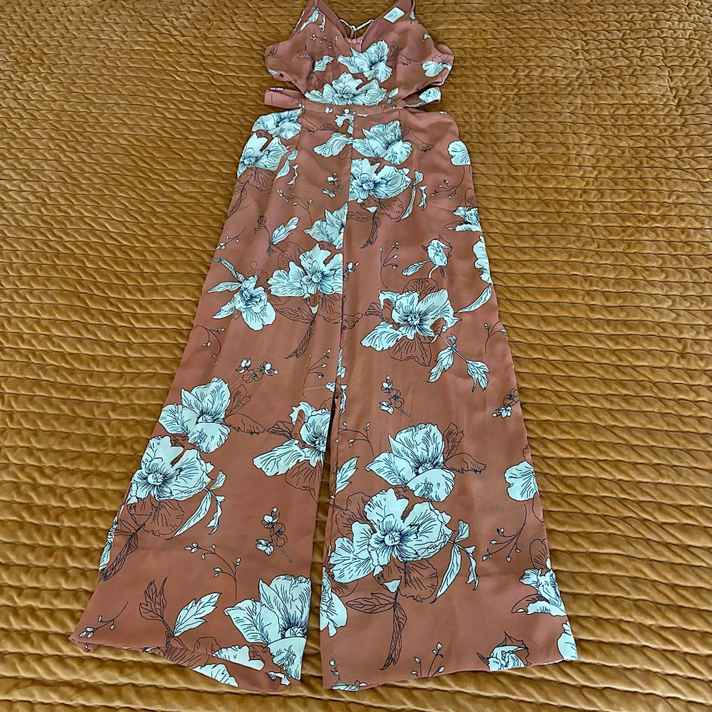 Dusty Rose Floral Pantsuit Romper